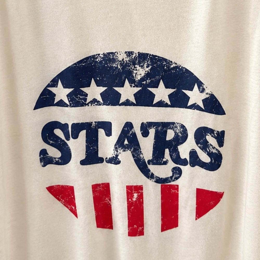 (2)Style & Co. Cream V-Neck Tank with Navy and Red 'STARS' Graphic
